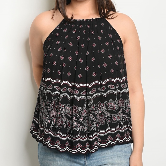 MNM Fashion Tops - LAST 2 SALE! Burgundy Floral Print Plus Top